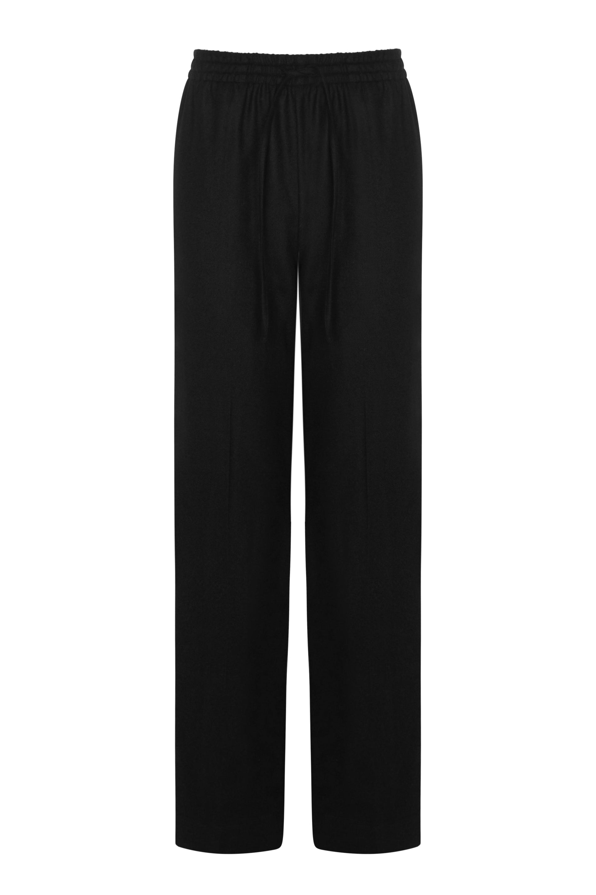 Aurelia Black Wool Cashmere Flannel Trouser