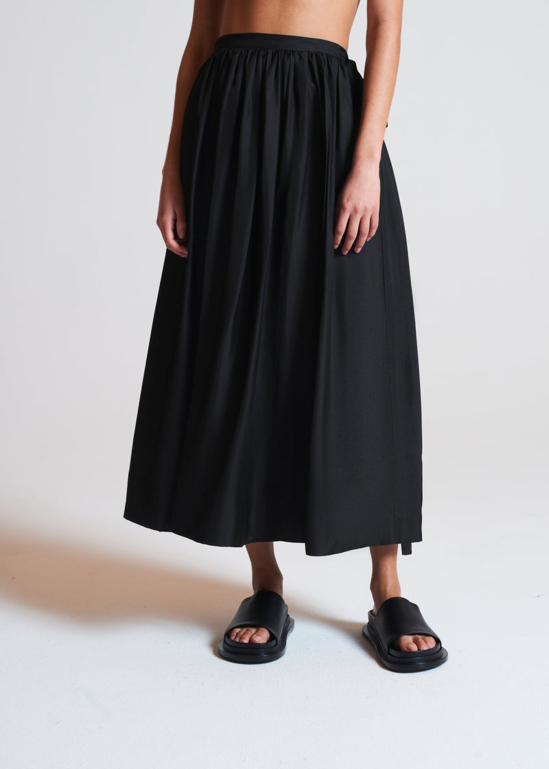 Coco Skirt Black Silk Twill