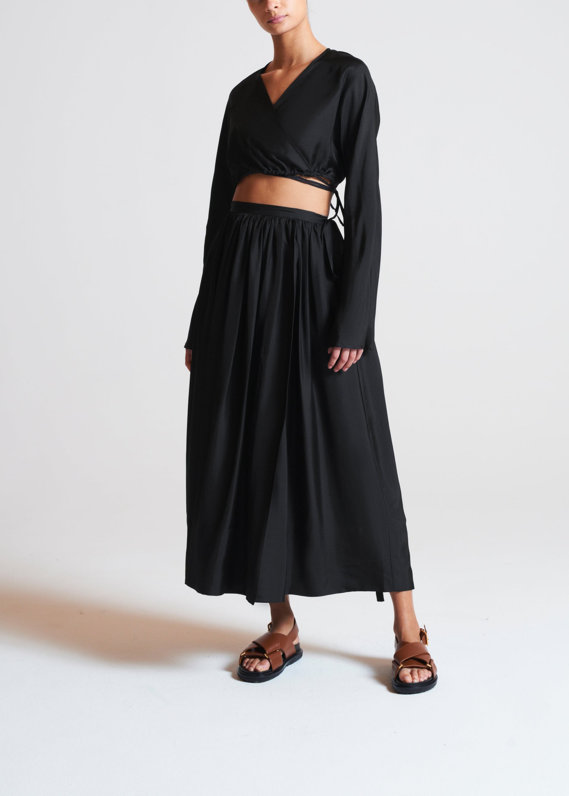 Coco Skirt Black Silk Twill
