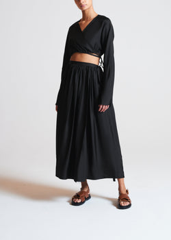 Coco Skirt Black Silk Twill