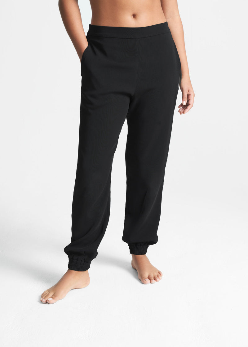 Moscow Black Recycled Crepe Viscose Elasticated Cuff Trouser