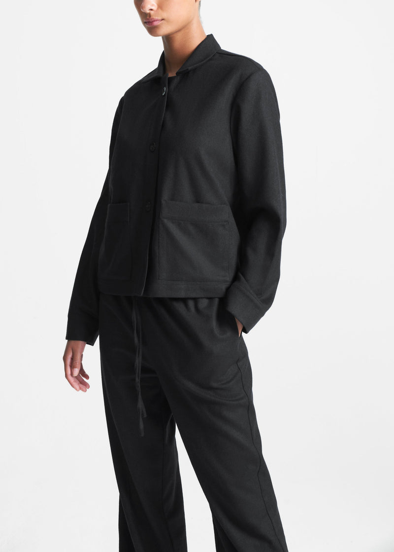 Miami Black Wool Cashmere Flannel Jacket