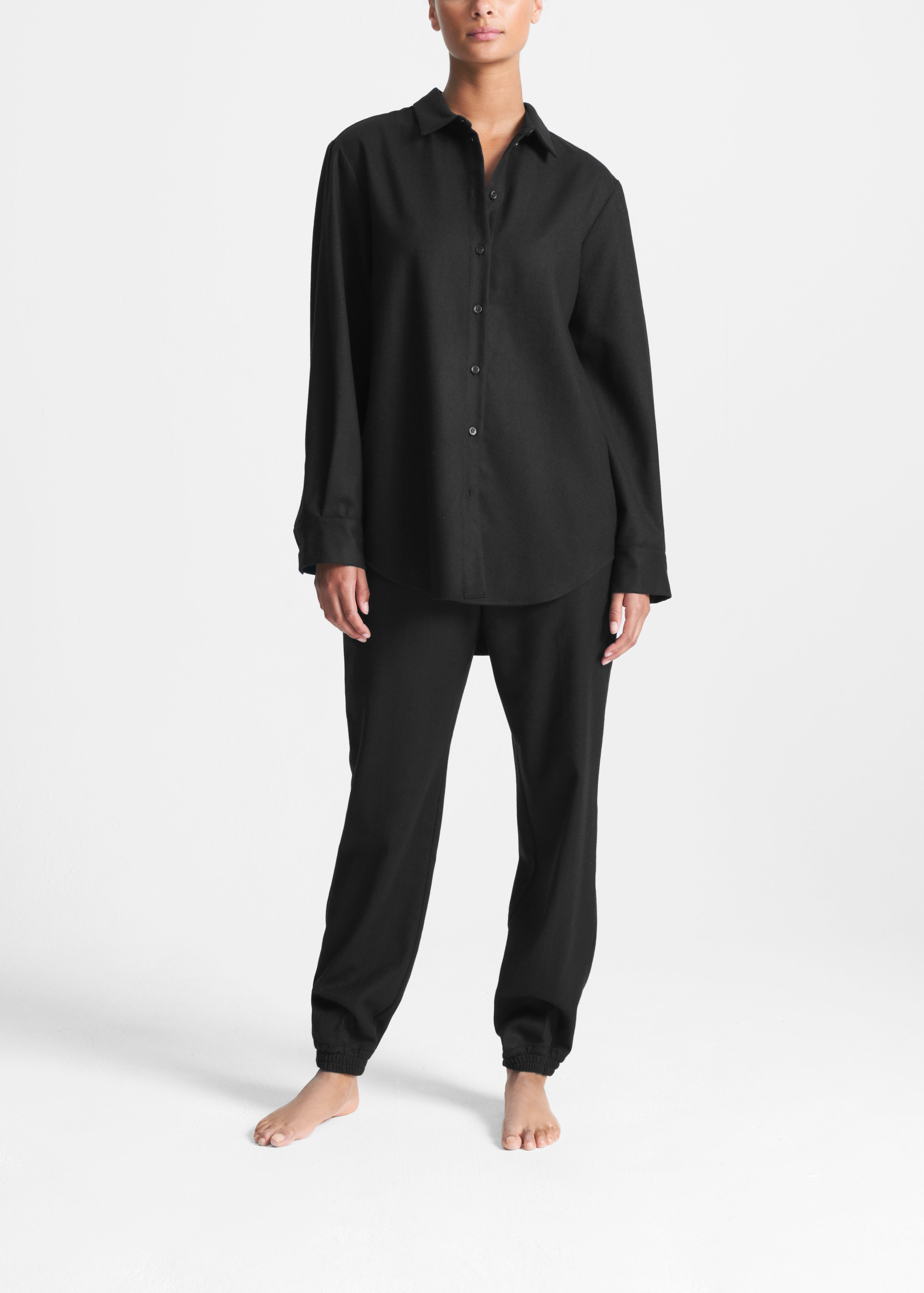 Lazio Trouser Black Wool Cashmere Flannel
