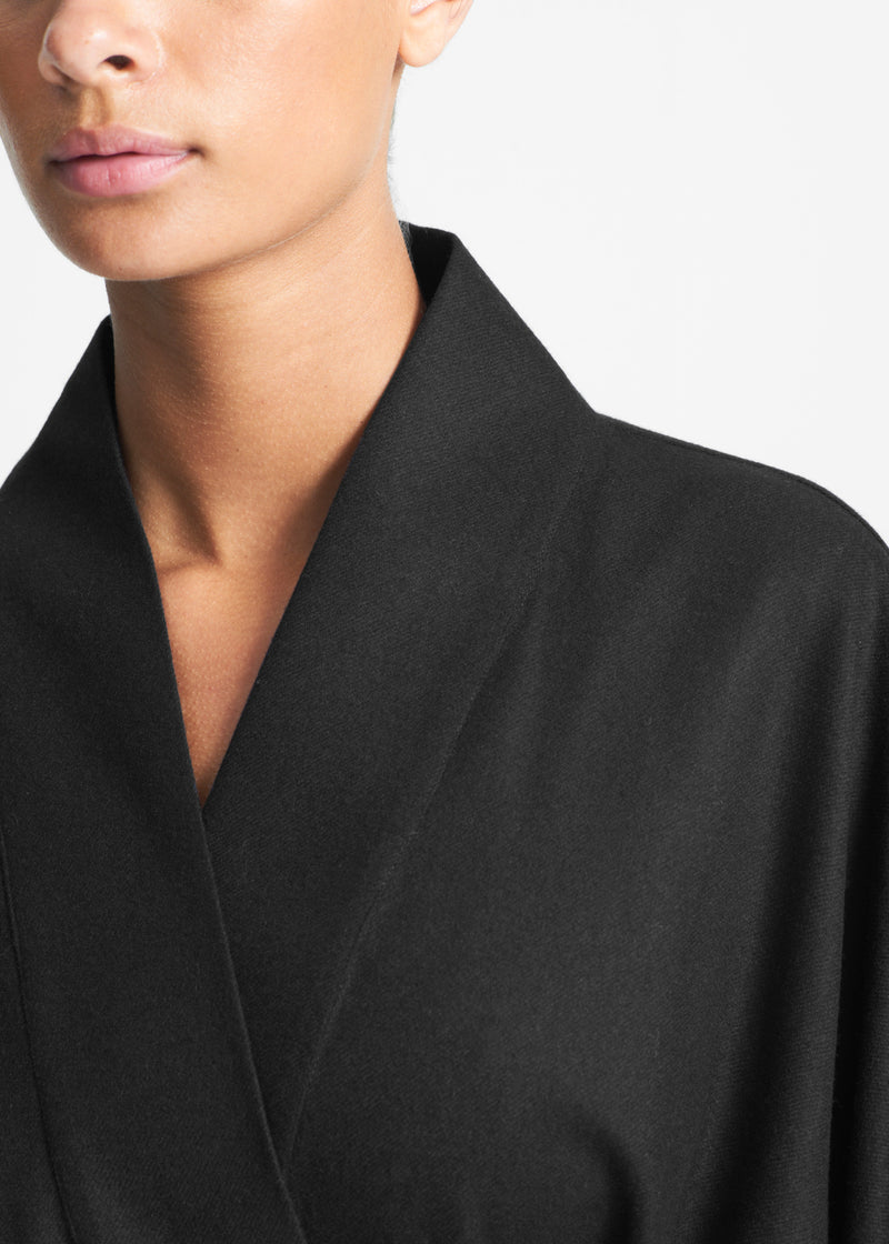 Athens Robe Black Wool Cashmere Flannel