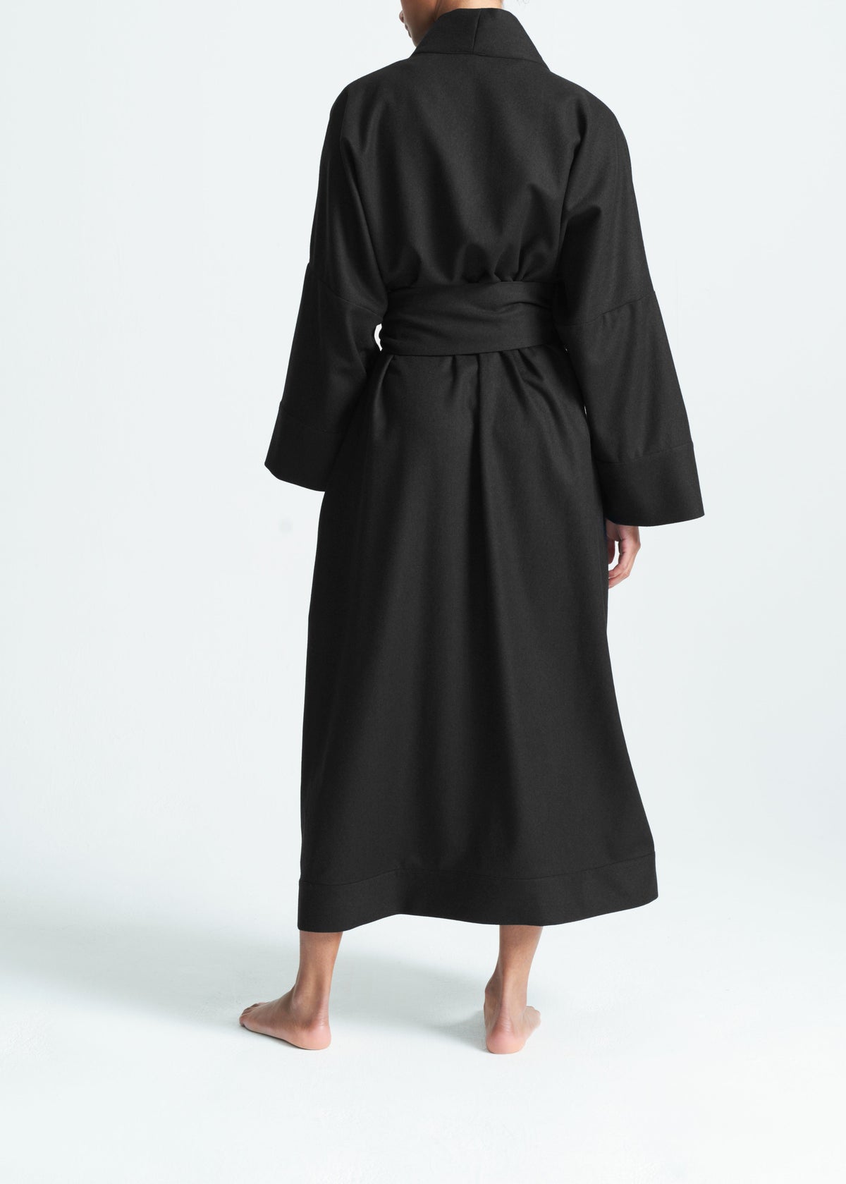 Back Robe Athens Robe Black Wool Cashmere Flannel