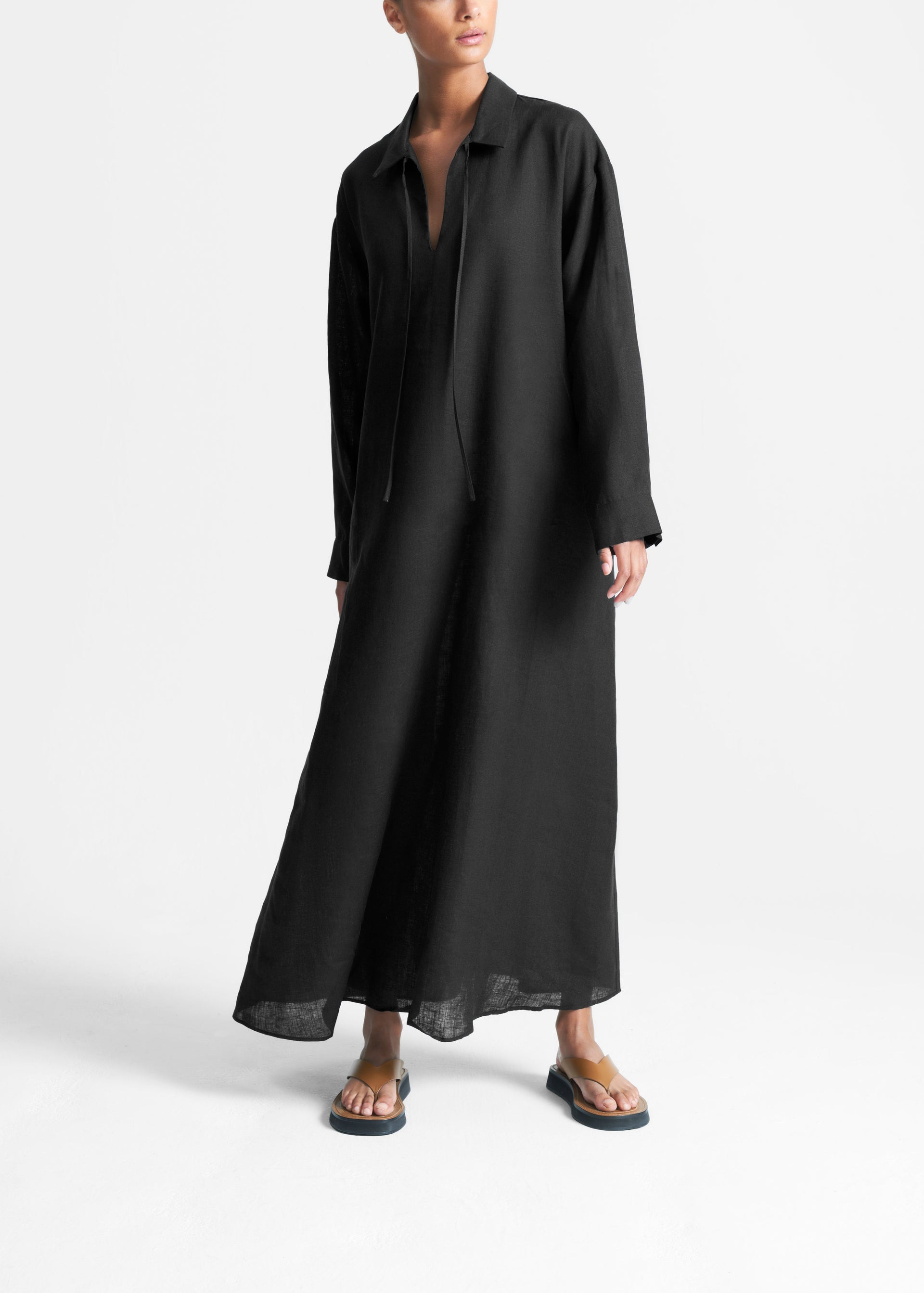 Lisbon Shirt Dress Black Organic Linen