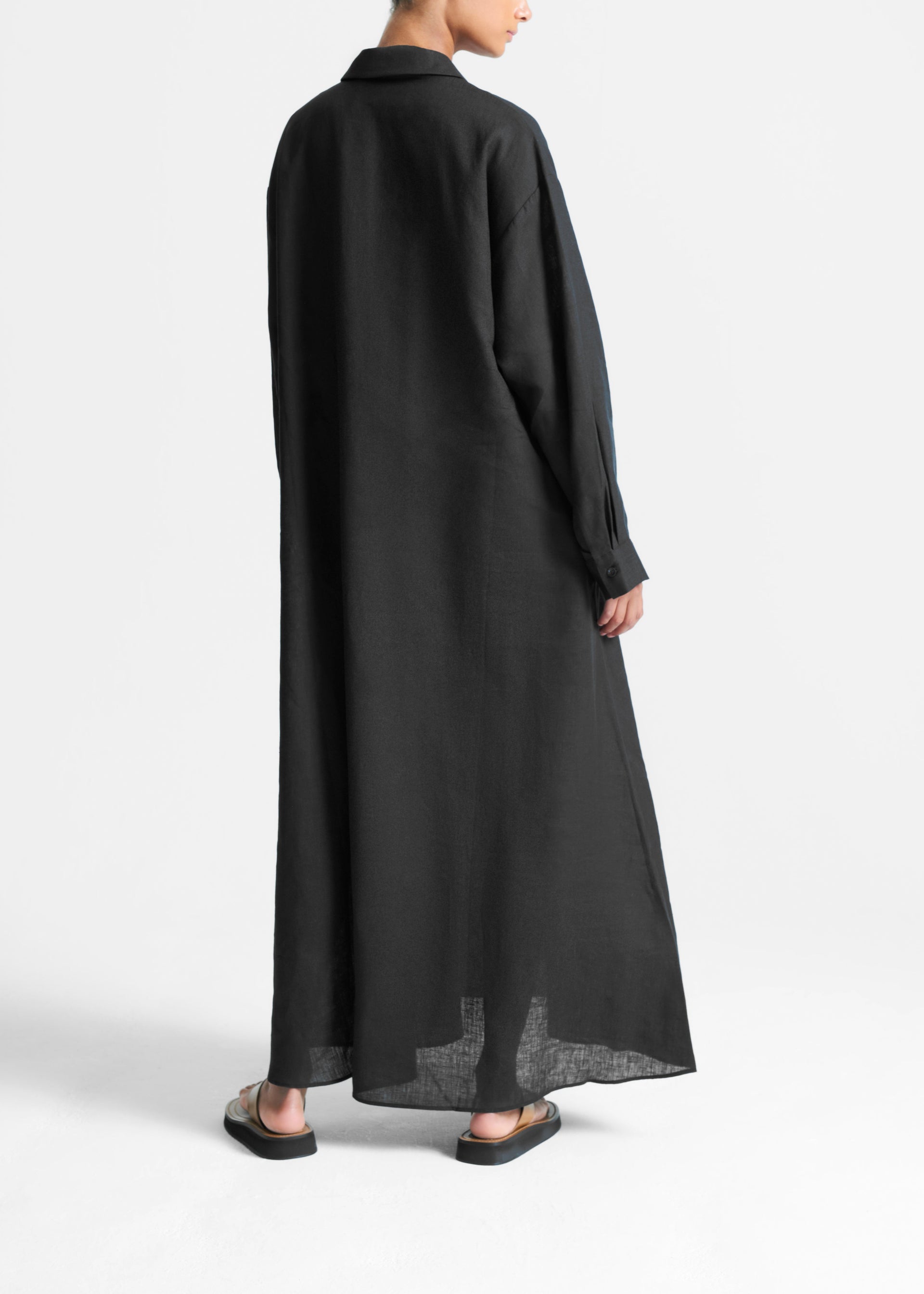 Lisbon Shirt Dress Black Organic Linen