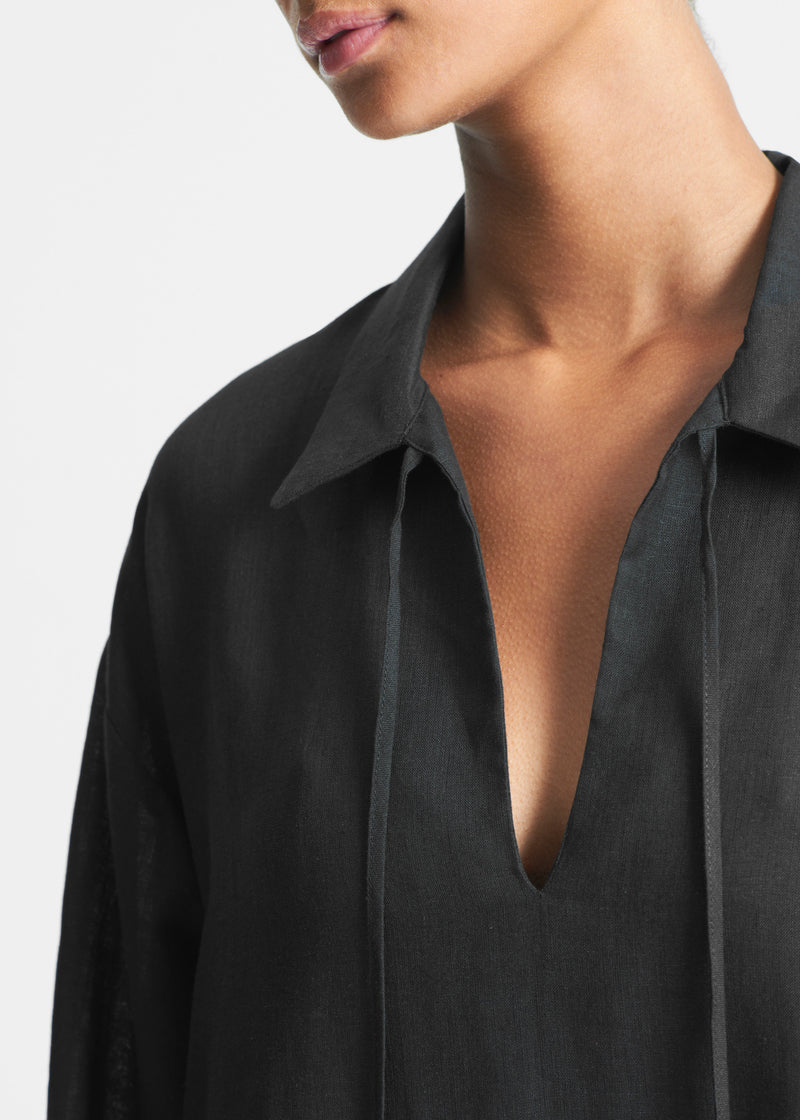Lisbon Shirt Dress Black Organic Linen