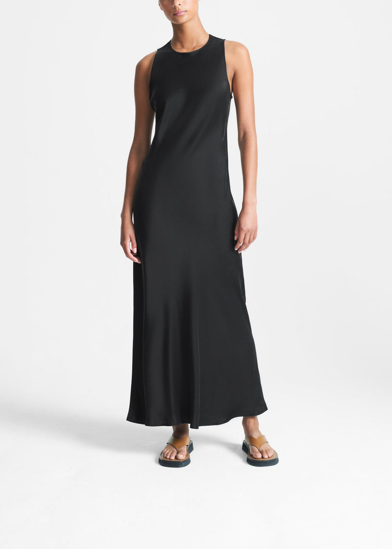Valencia Black Silk Bias Cut Slip Dress