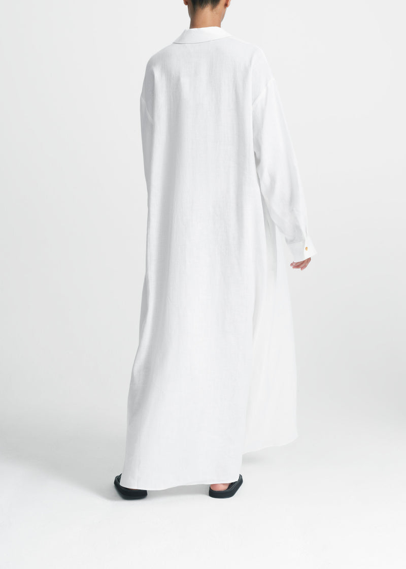 Lisbon White Organic Linen Shirt Dress