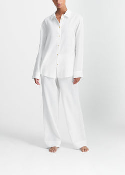 London Pyjama Trouser White Organic Linen