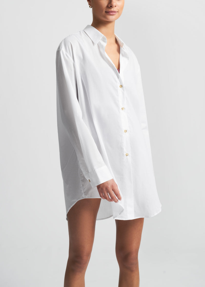 Formentera White Cotton Oversized Shirt