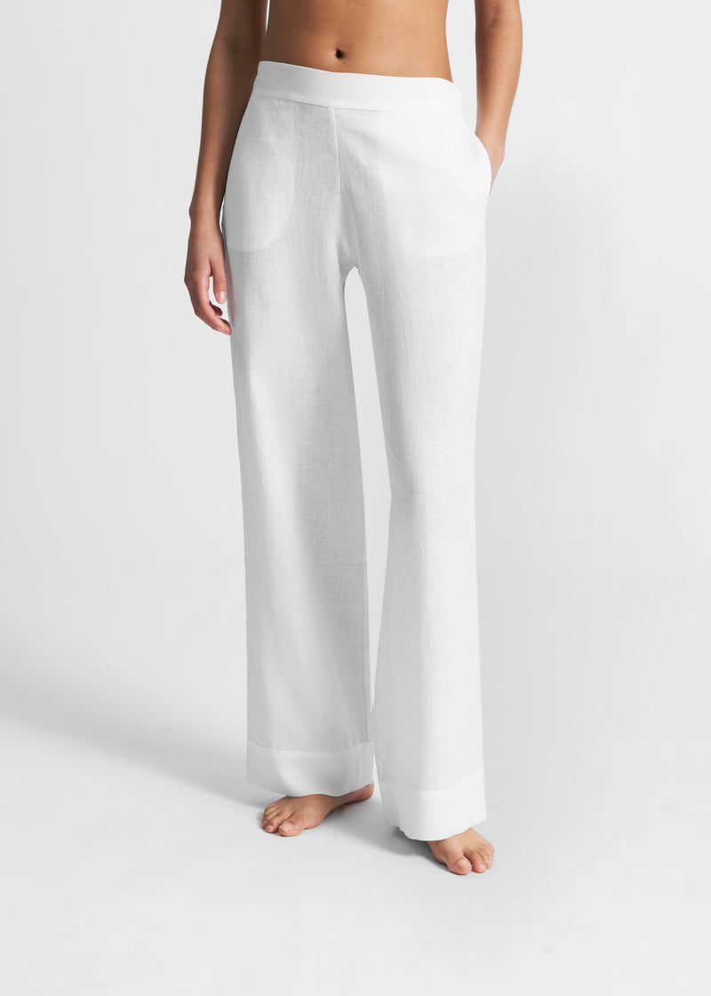 London Pyjama Trouser White Organic Linen