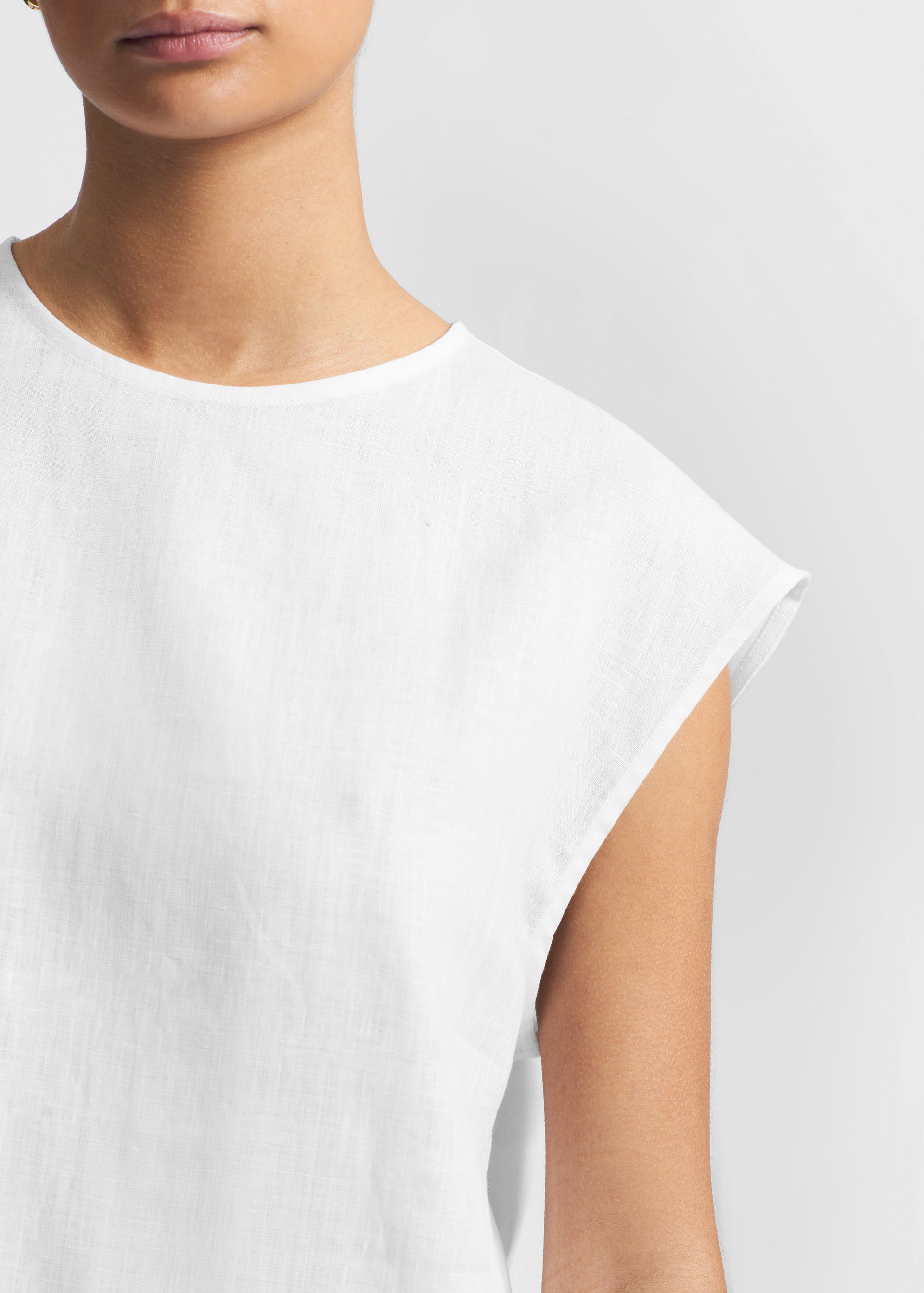 Dasha White Organic Linen Sleeveless Top