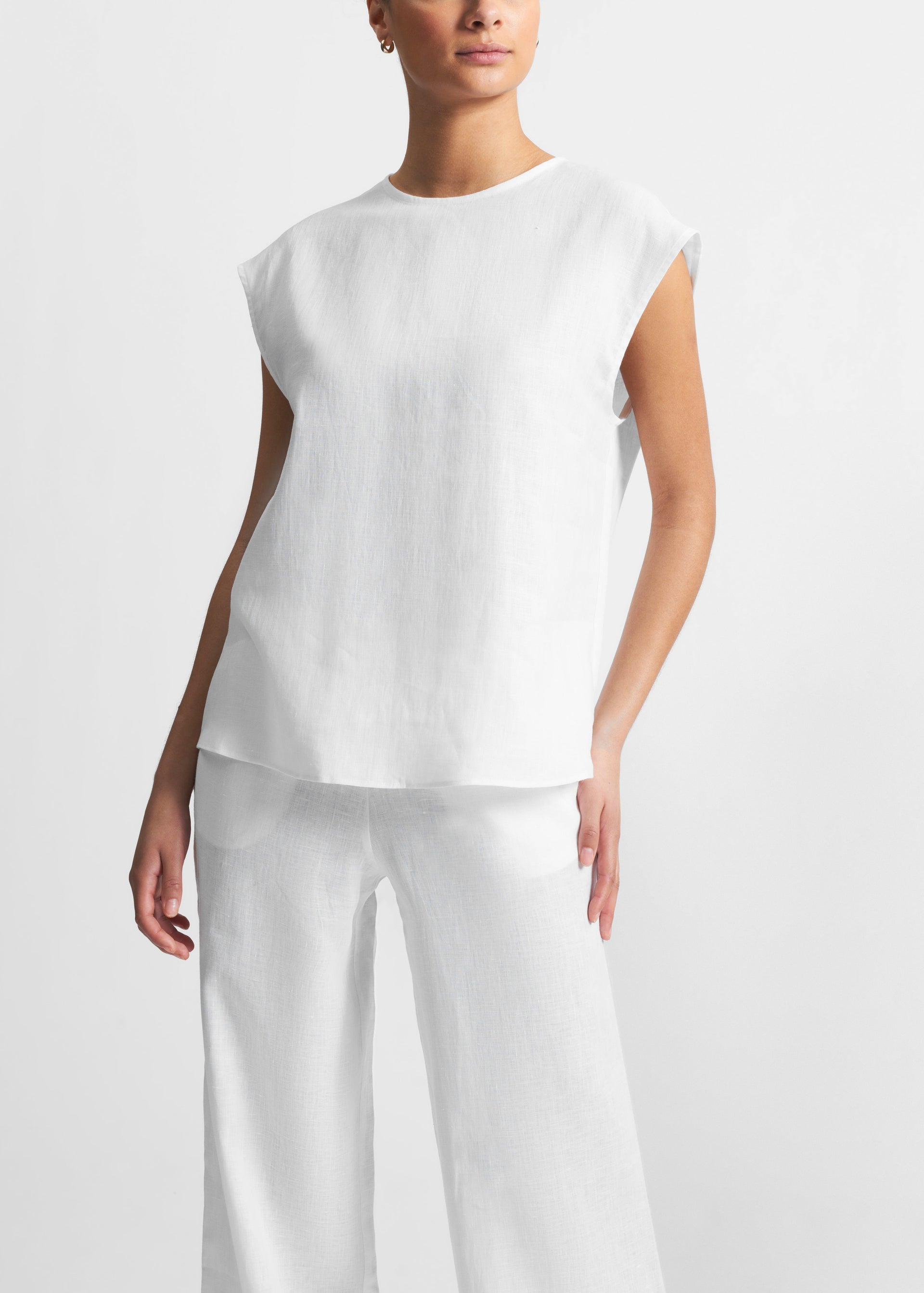Dasha Sleeveless Top White Organic Linen