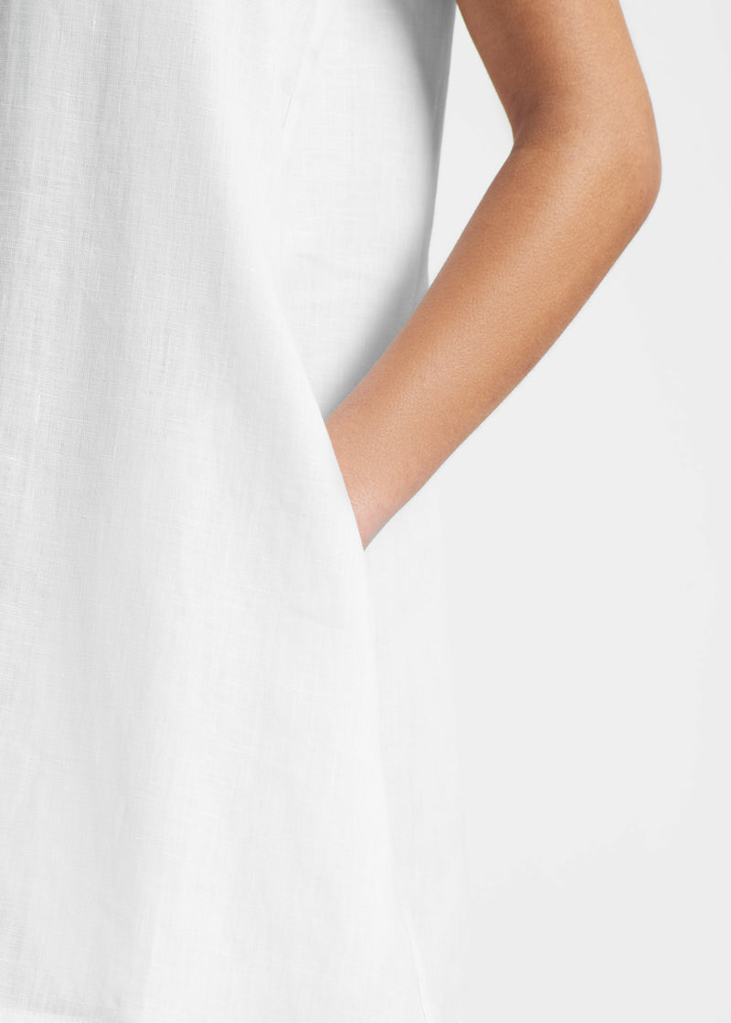 Derya Mini Dress White Organic Linen