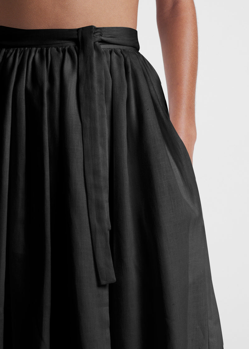 Coco Black Heavy Linen Skirt