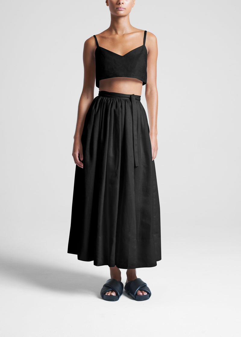 Coco Black Heavy Linen Skirt