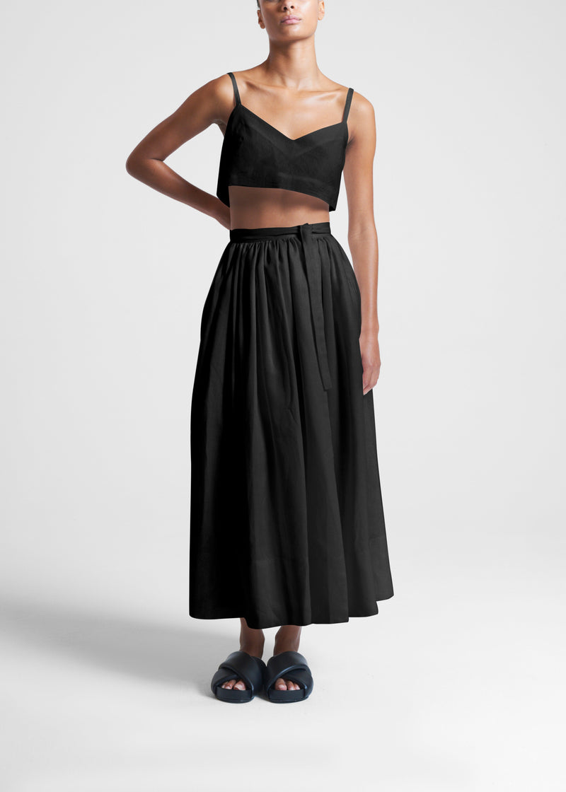 Coco Black Heavy Linen Skirt