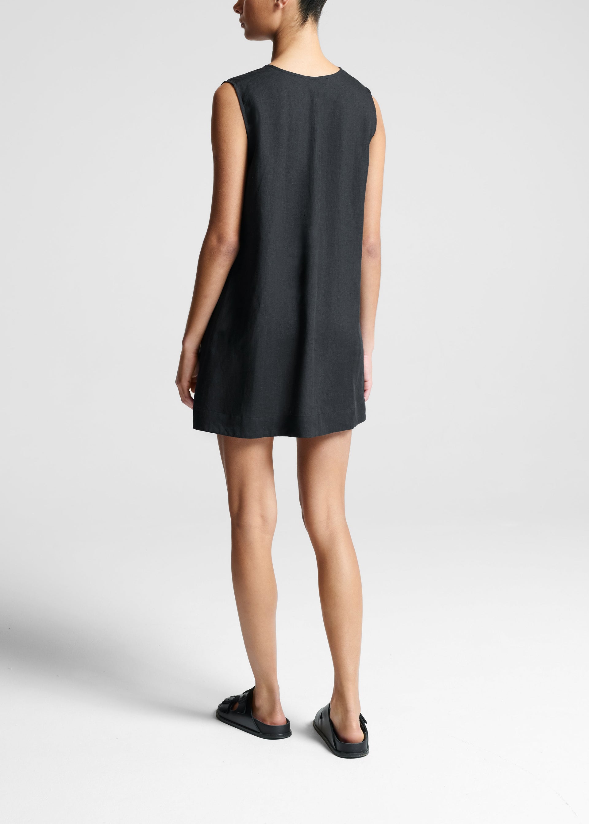 Derya Mini Dress Black Organic Linen