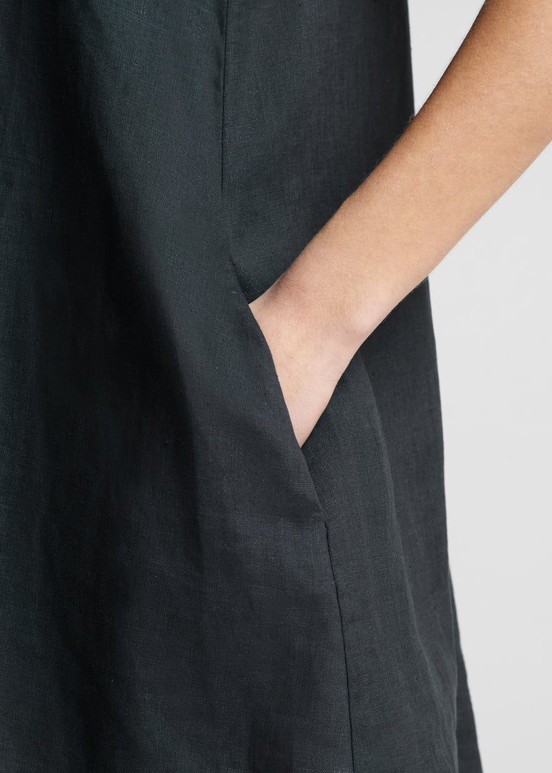 Derya Mini Dress Black Organic Linen