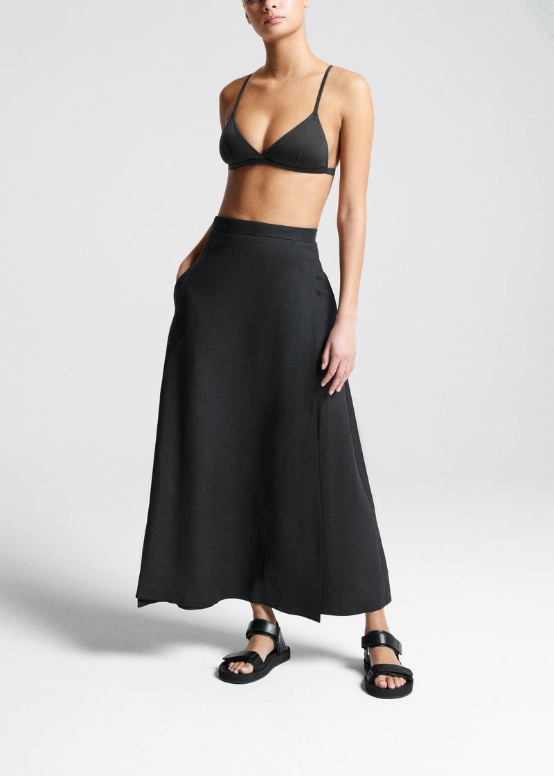 Amalfi Black Organic Linen Skirt