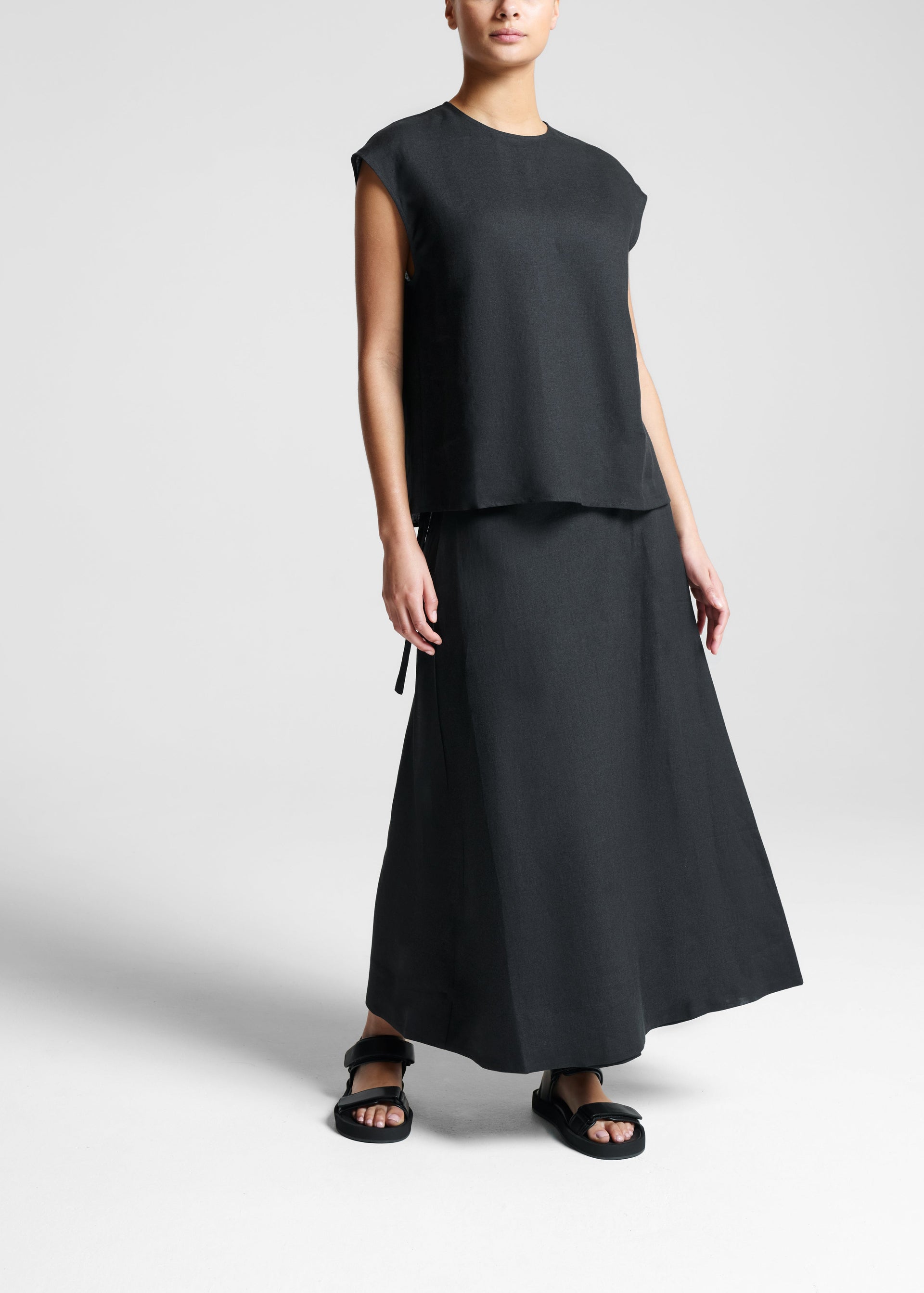 Amalfi Black Organic Linen Skirt