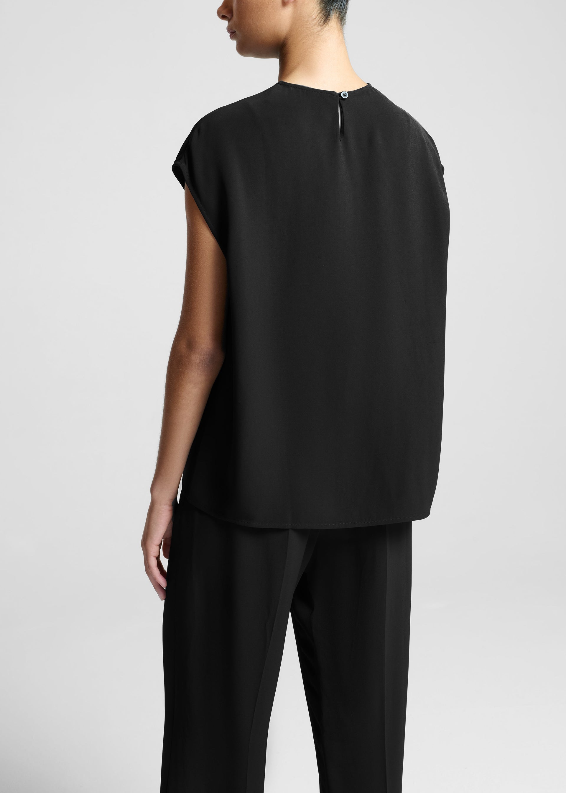 Dasha Sleeveless Top Black Viscose Crepe