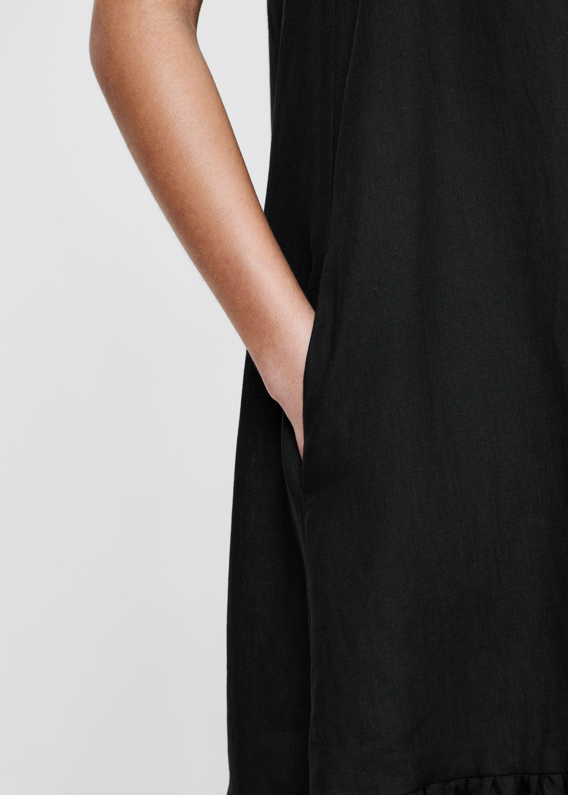Black Linen Sleeveless Maxi Dress 