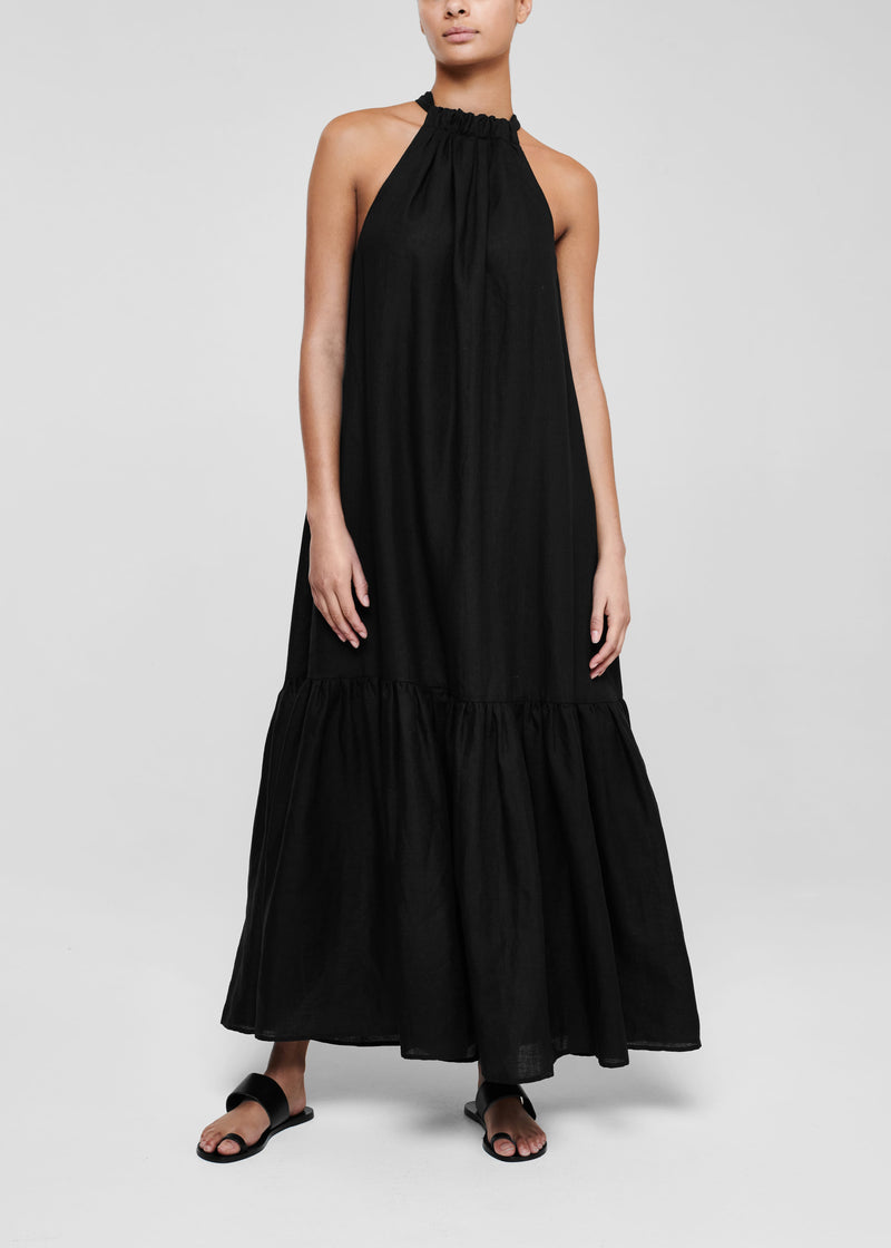 Black Linen Maxi Dress 
