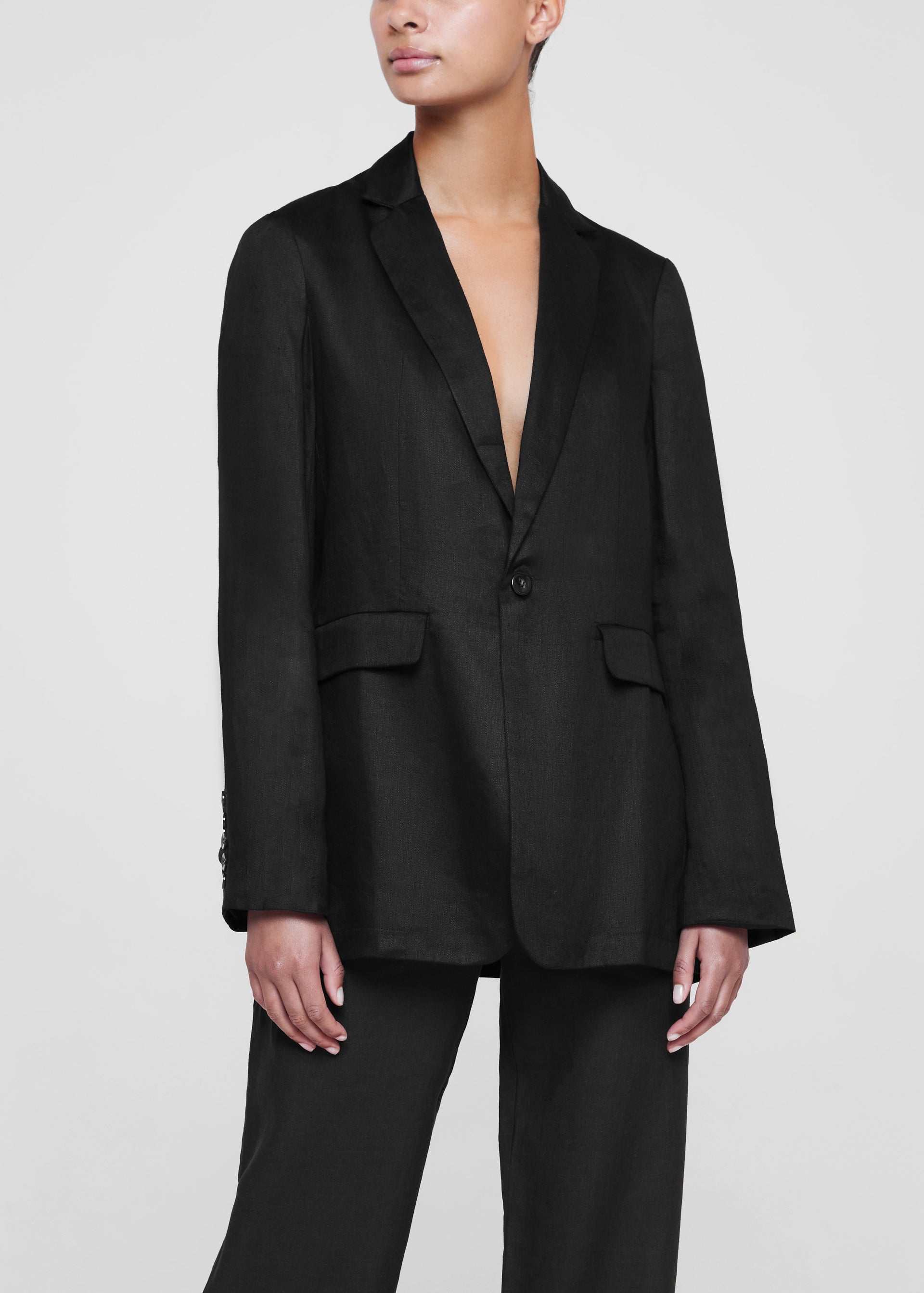 Azores Black Linen Blazer