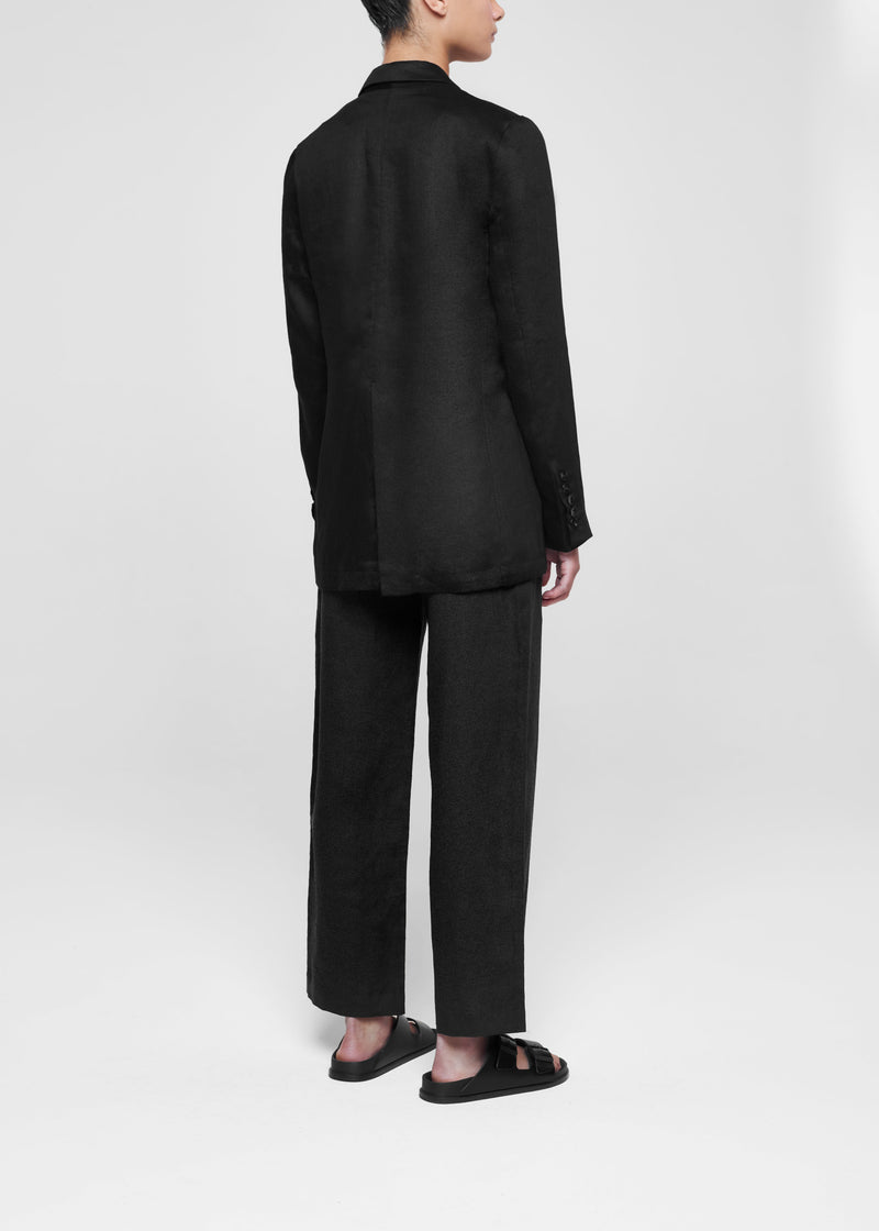 Azores Black Linen Tailored Blazer