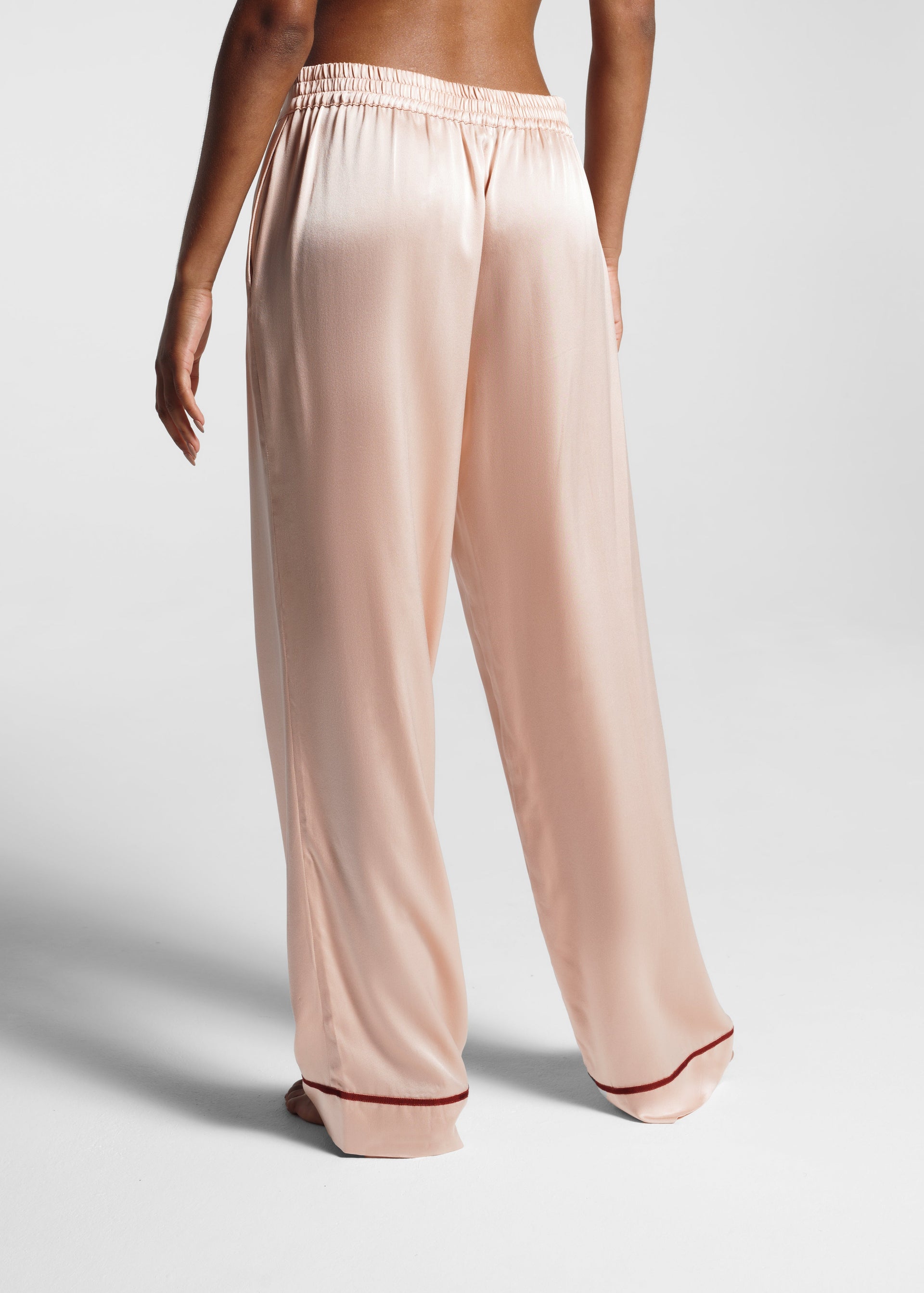 London Blush Ribbon Piped Silk Pyjama Bottom