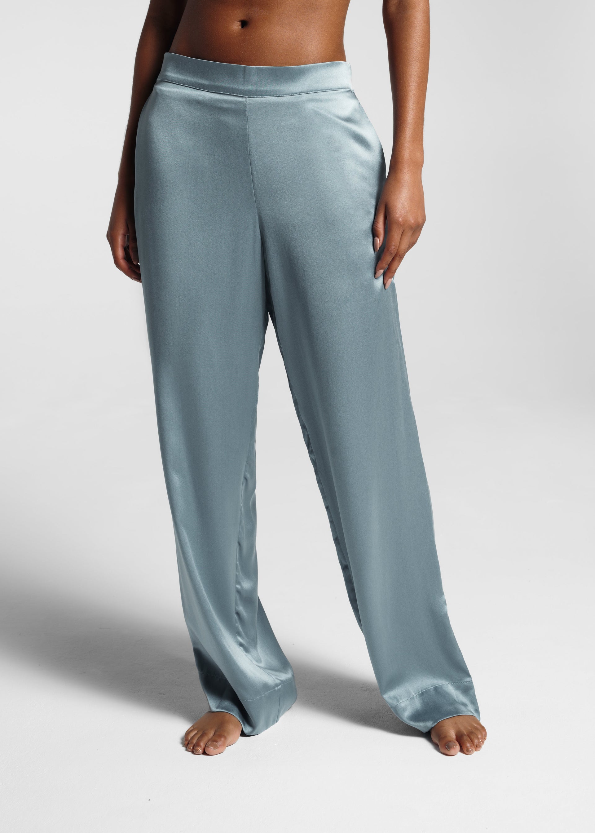 London Pyjama Bottom Dust Blue Silk