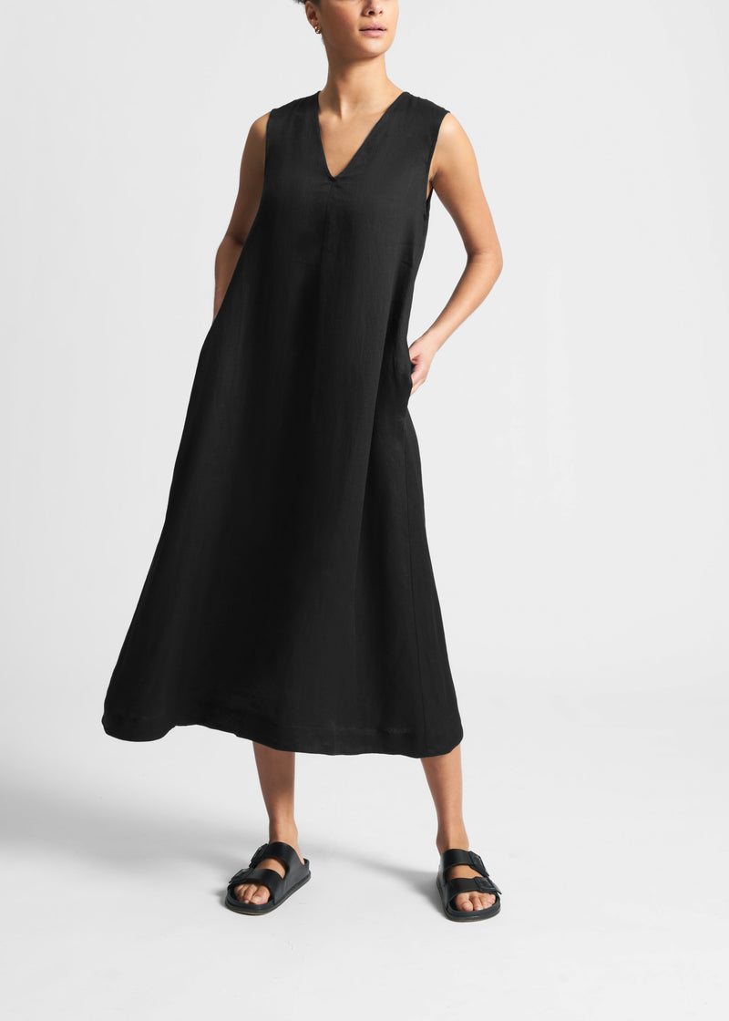 Nisha Dress Black Organic Linen