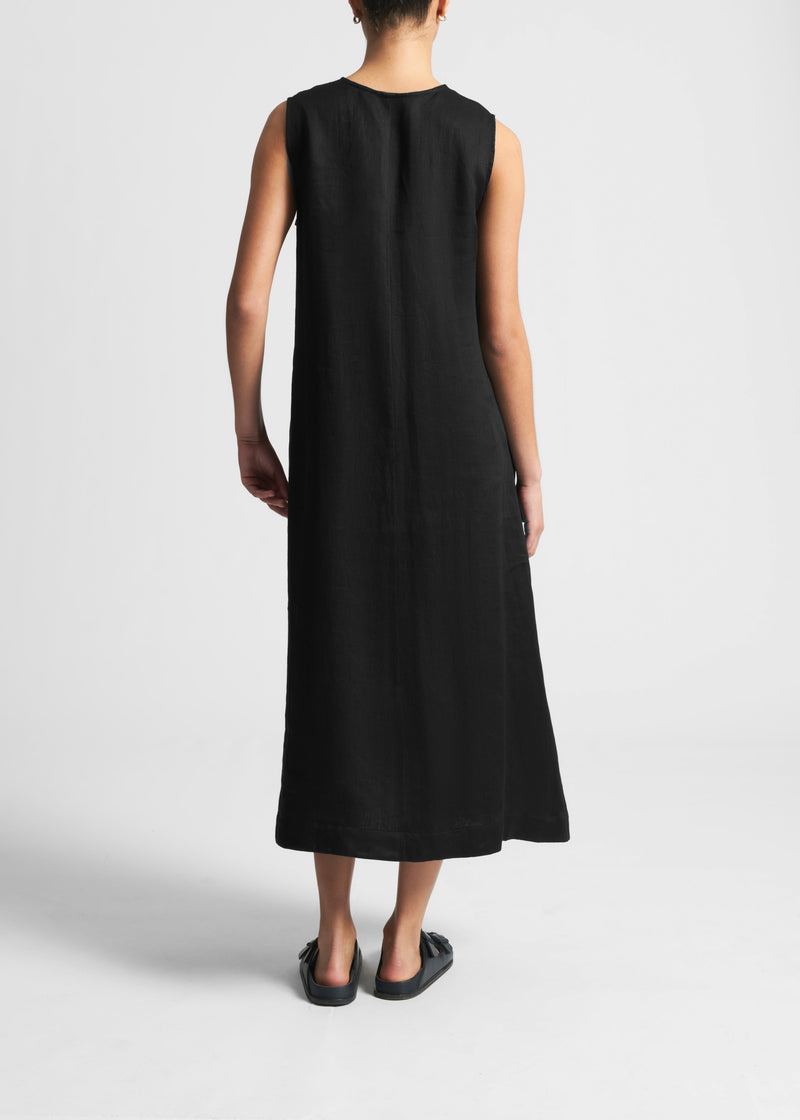 Nisha Black Organic Linen Dress