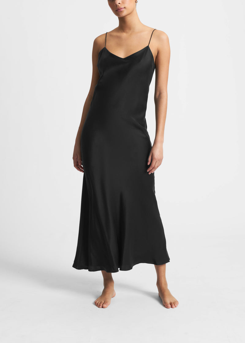 Lyon Black Silk Slip Dress
