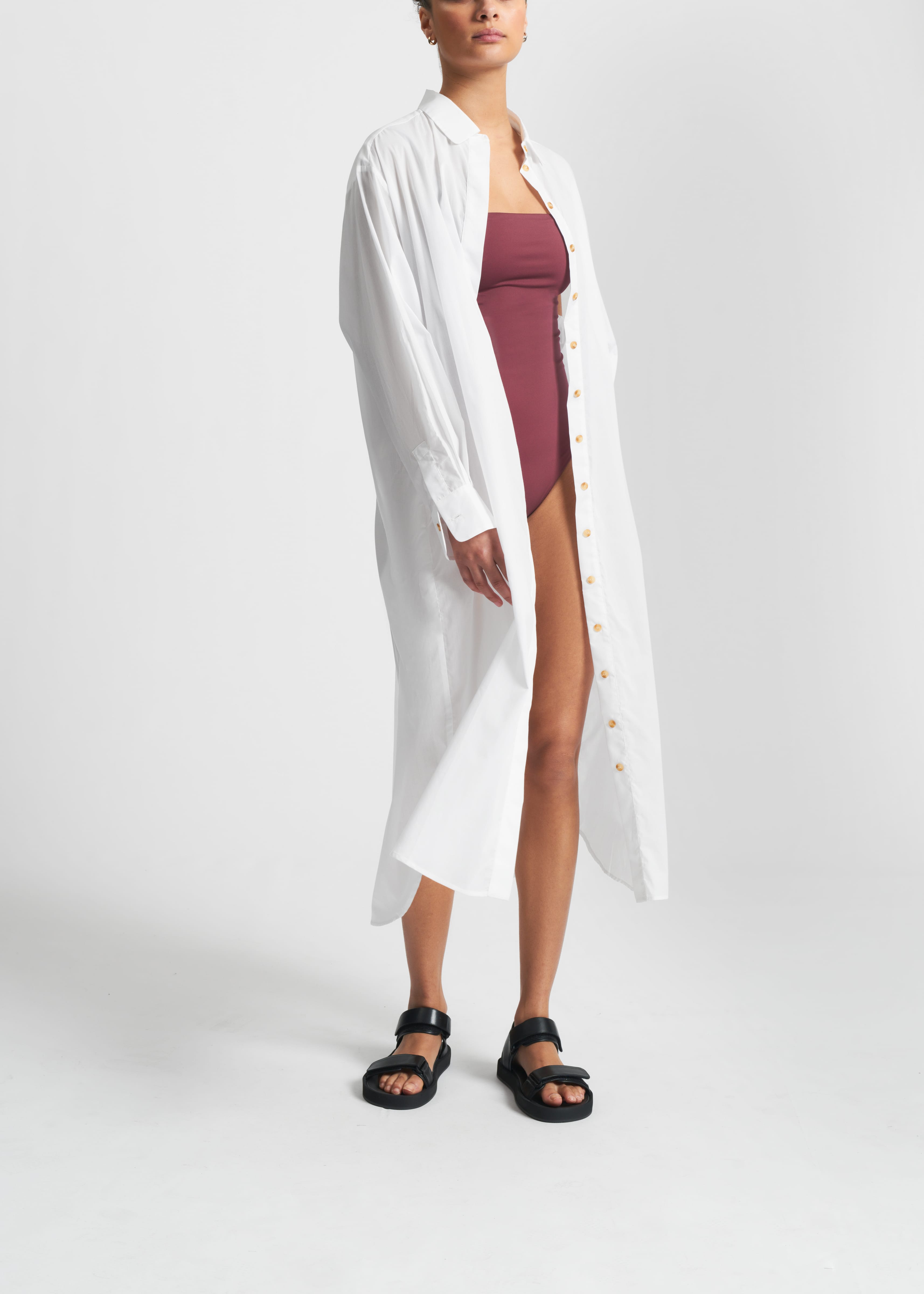 Shirt dress white cotton cheap