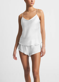 Milos White Silk Bias Camisole