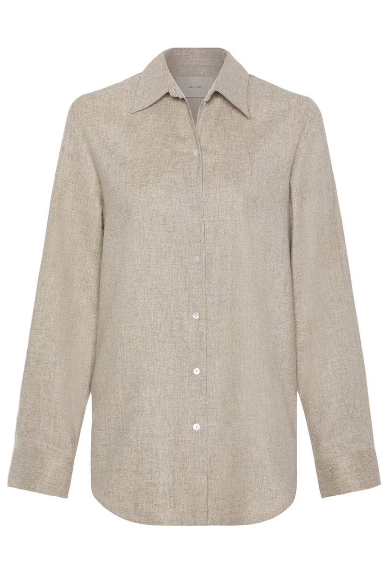 London Shirt Oat Wool Cashmere Flannel
