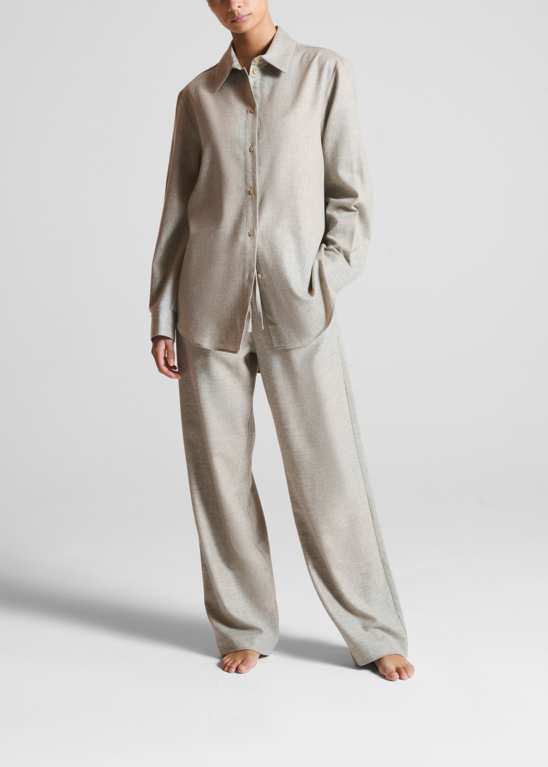 London Oat Wool Cashmere Flannel Shirt