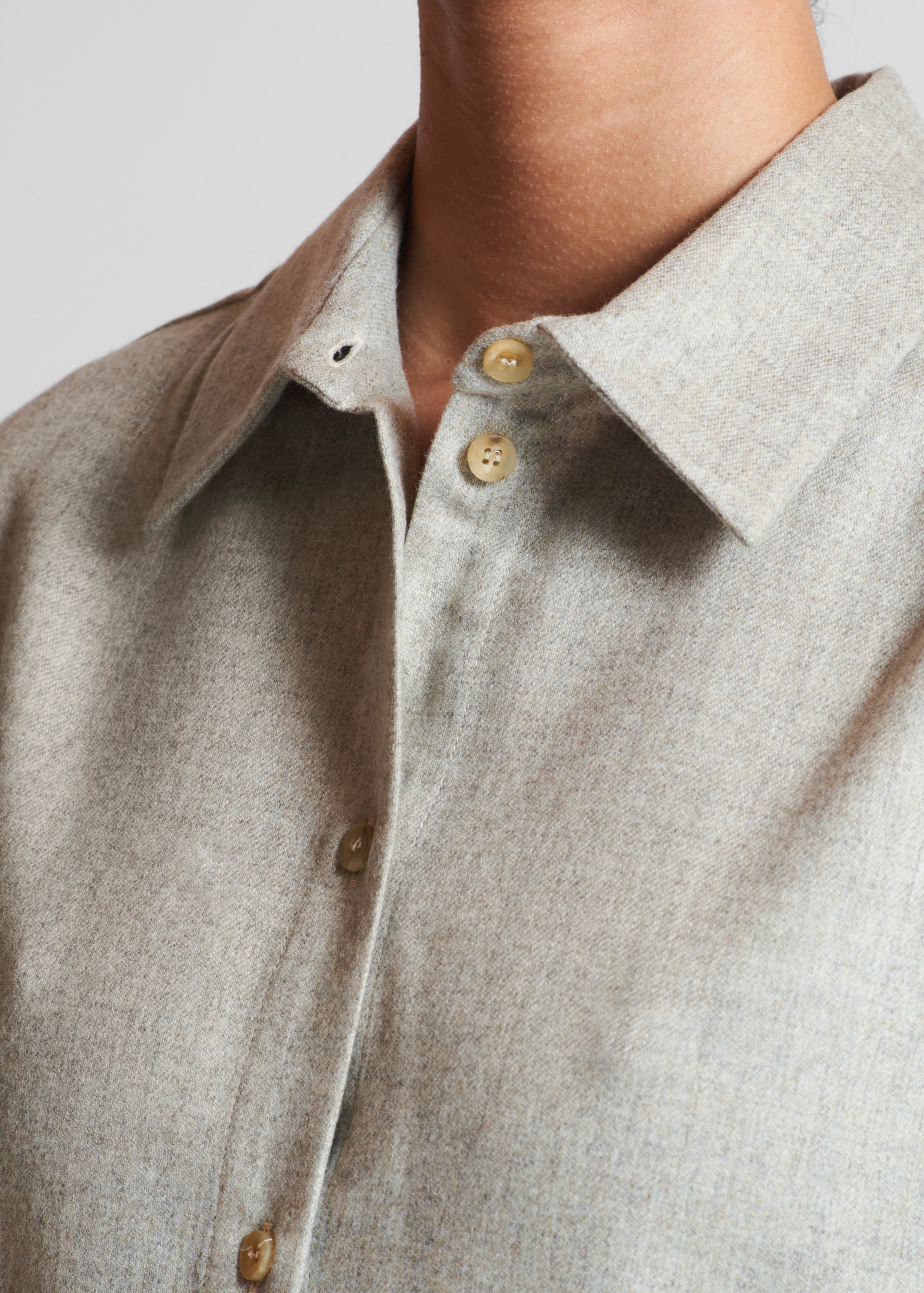 London Shirt Oat Wool Cashmere Flannel