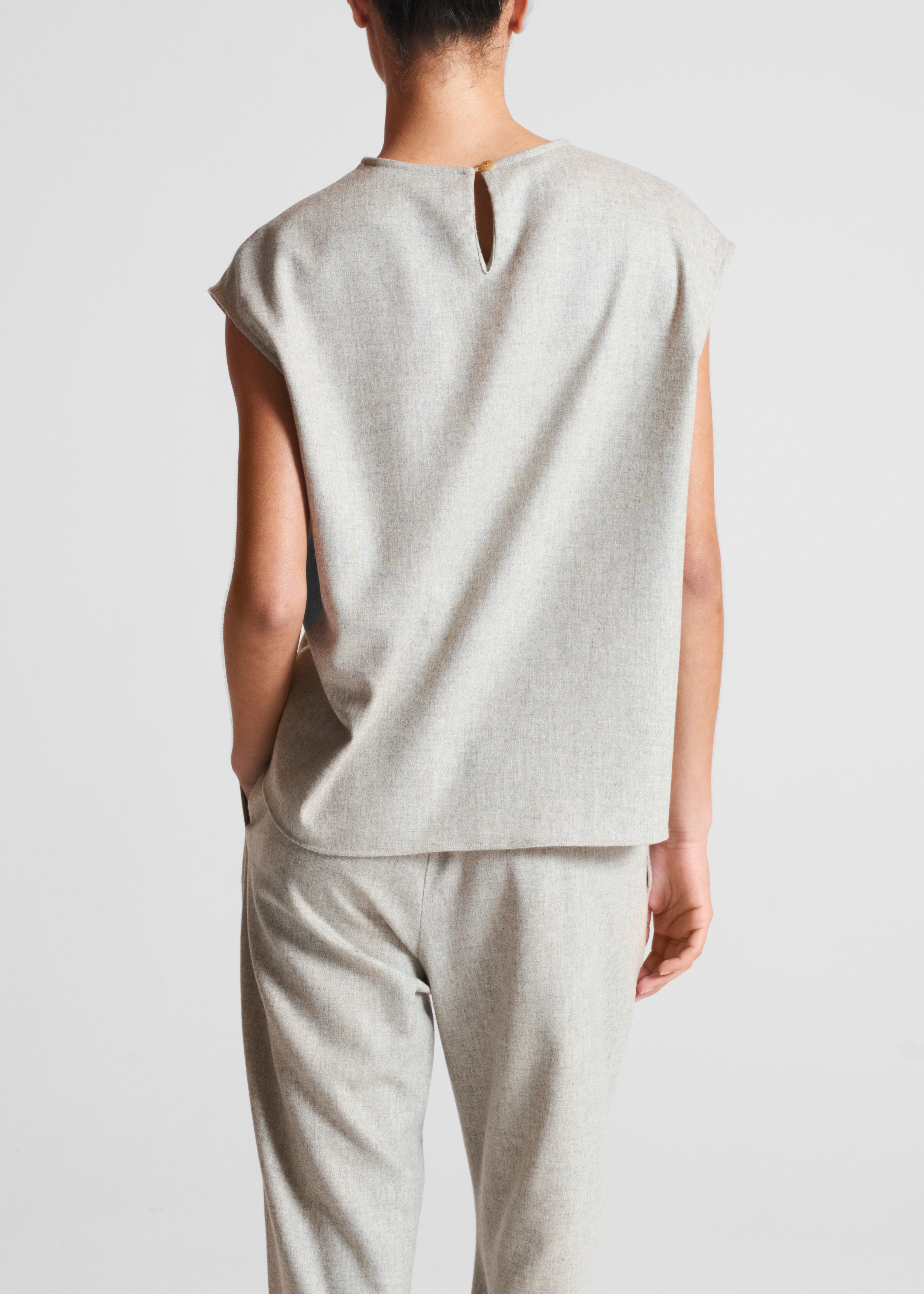 Dasha Top Oat Wool Cashmere Flannel