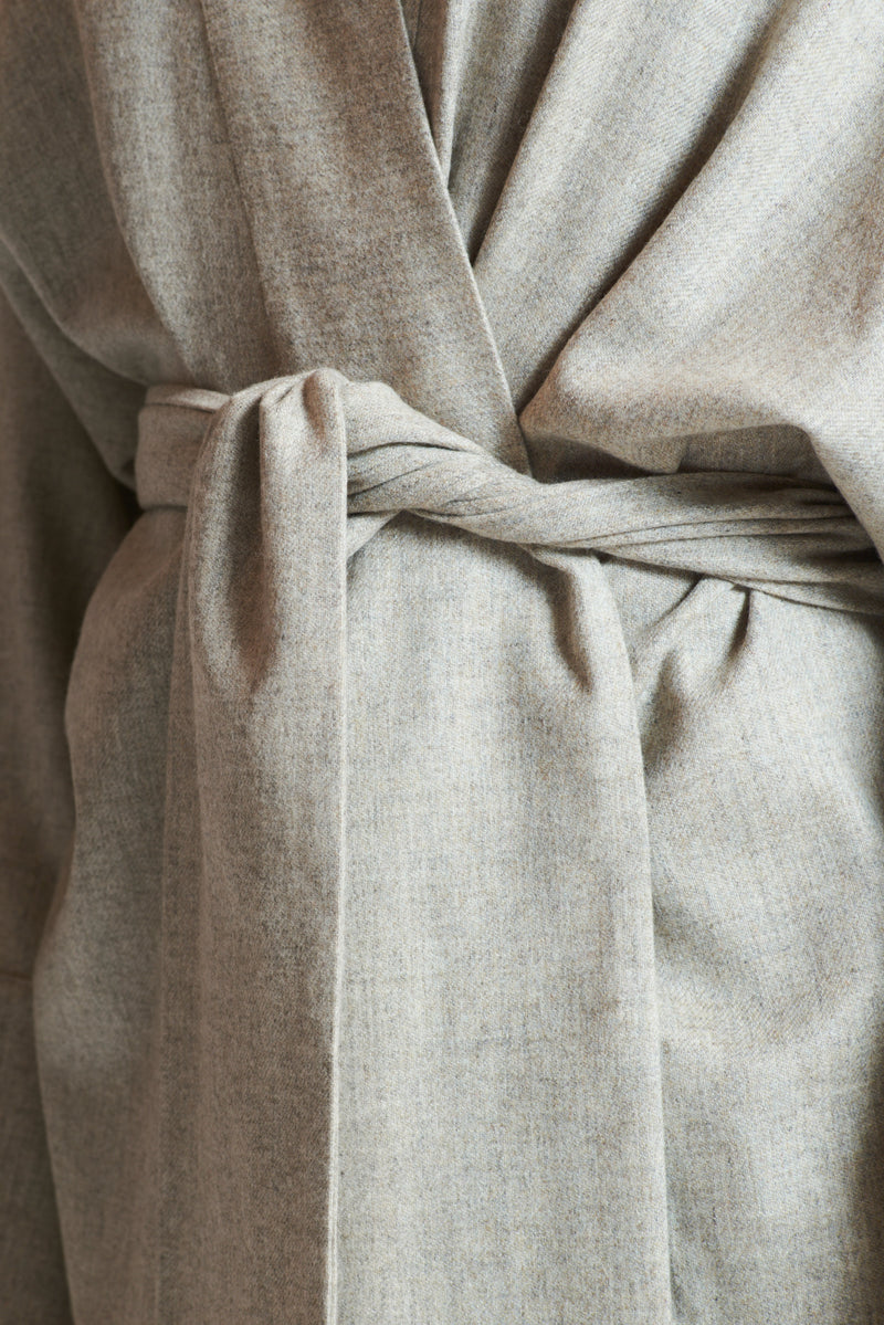 Athens Robe Oat Wool Cashmere Flannel