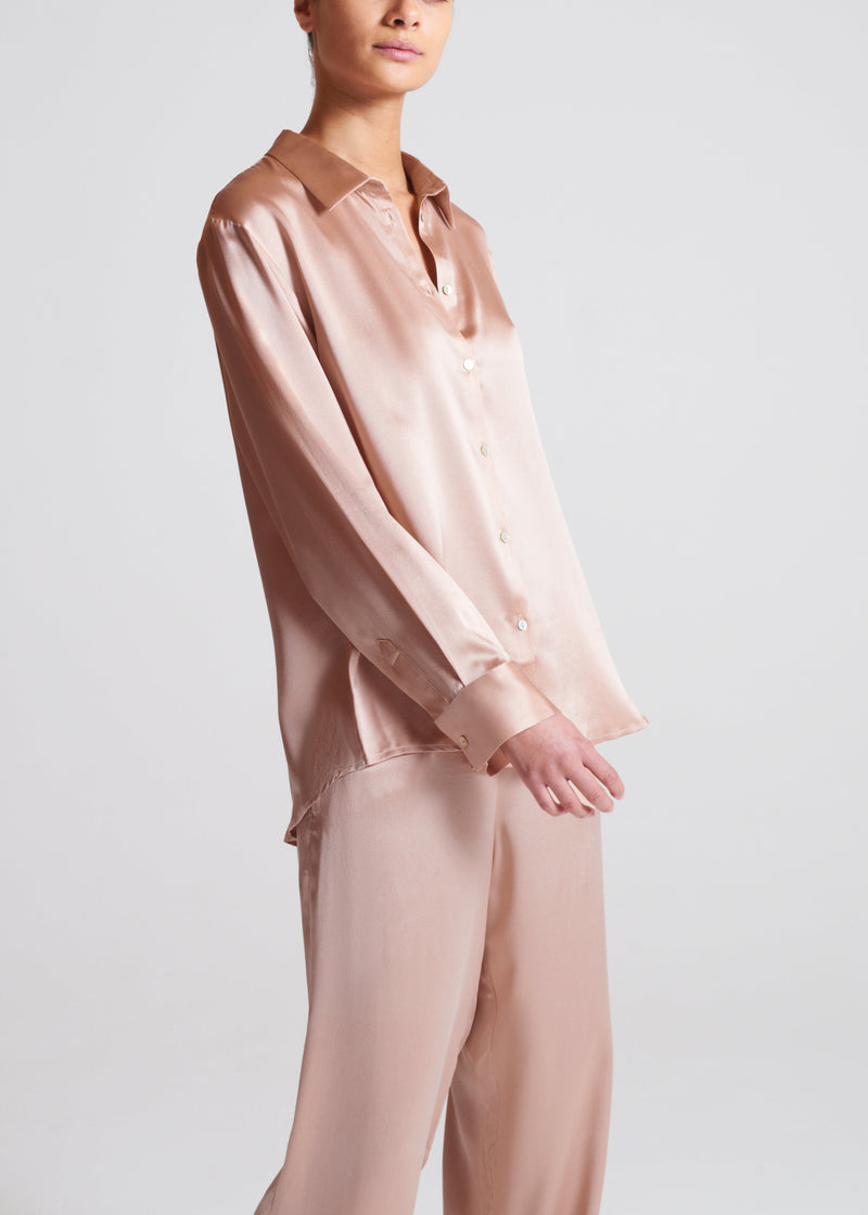 London Pale Blush Silk Pyjama Top