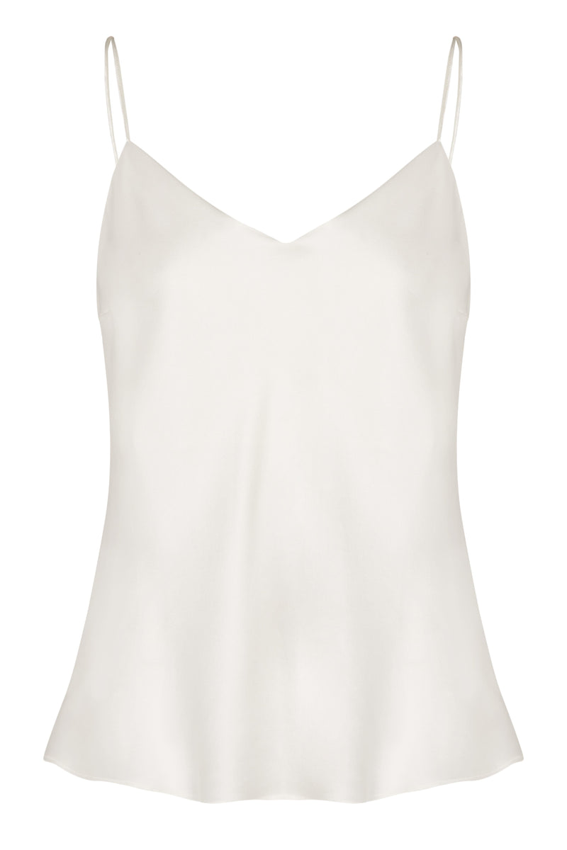 Milos White Silk Bias Camisole