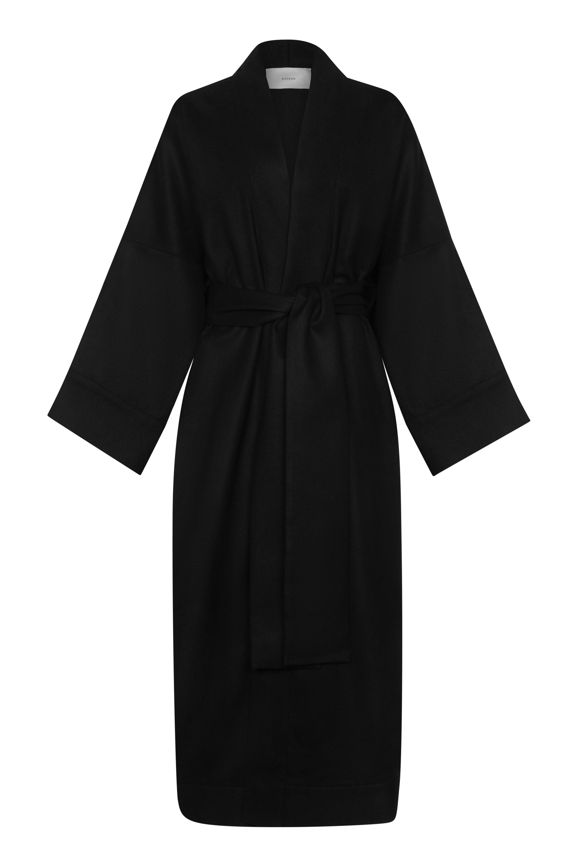 Athens Robe Black Wool Cashmere Flannel