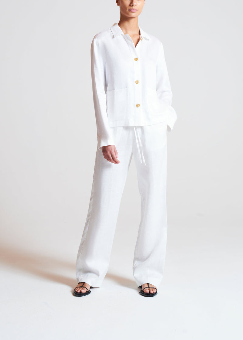 Aurelia White Heavy Linen Trouser