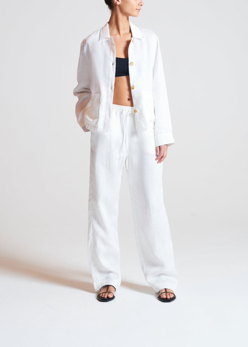 Aurelia White Heavy Linen Trouser